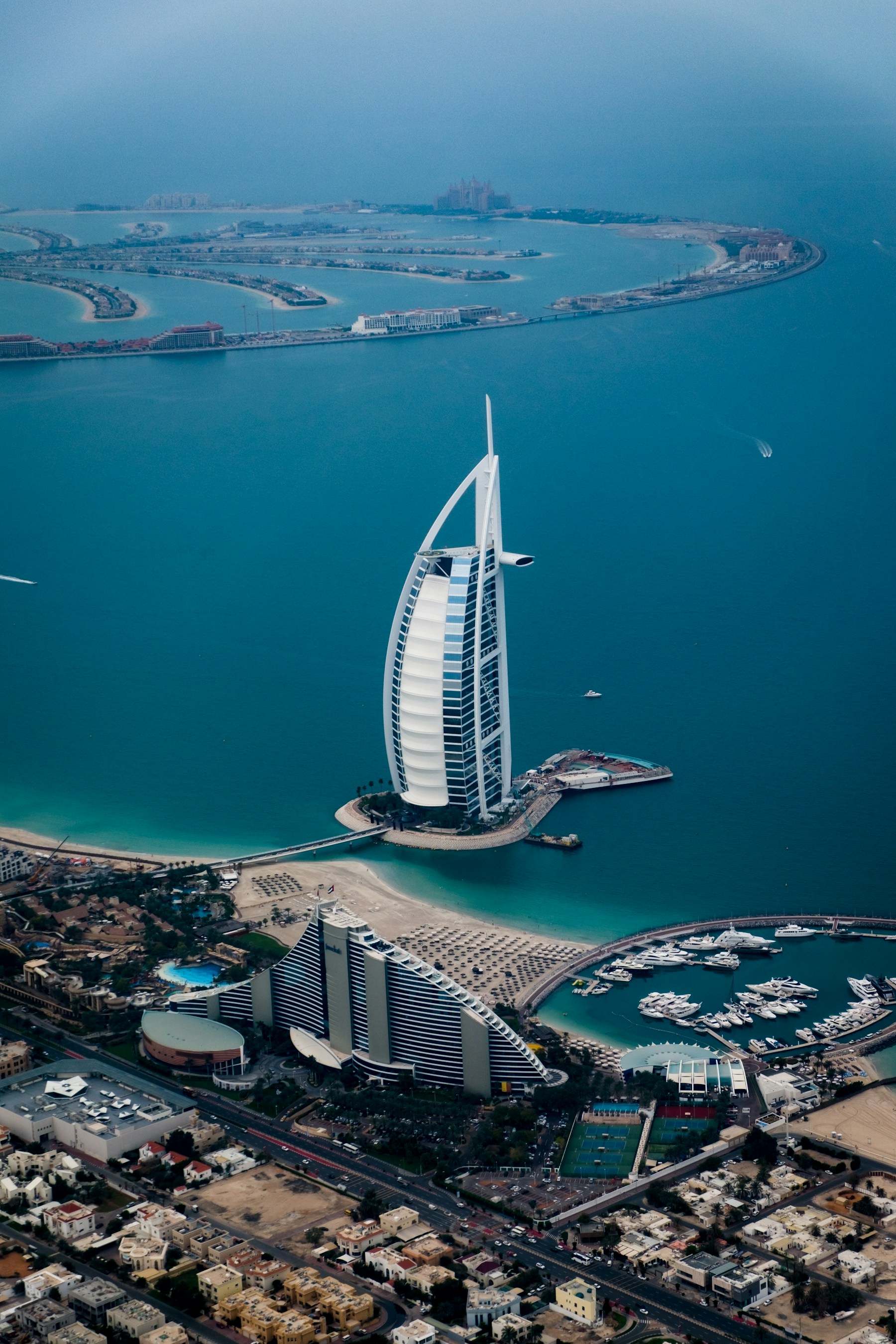 Aerial view of Dubai coastline